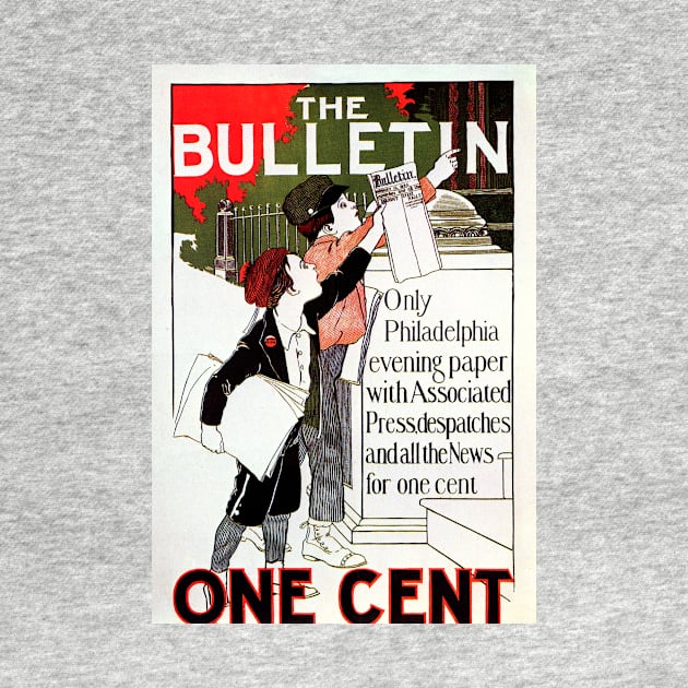 THE BULLETIN One Cent Philadelphia Evening Paper Vintage Newspaper Advertisement by vintageposters